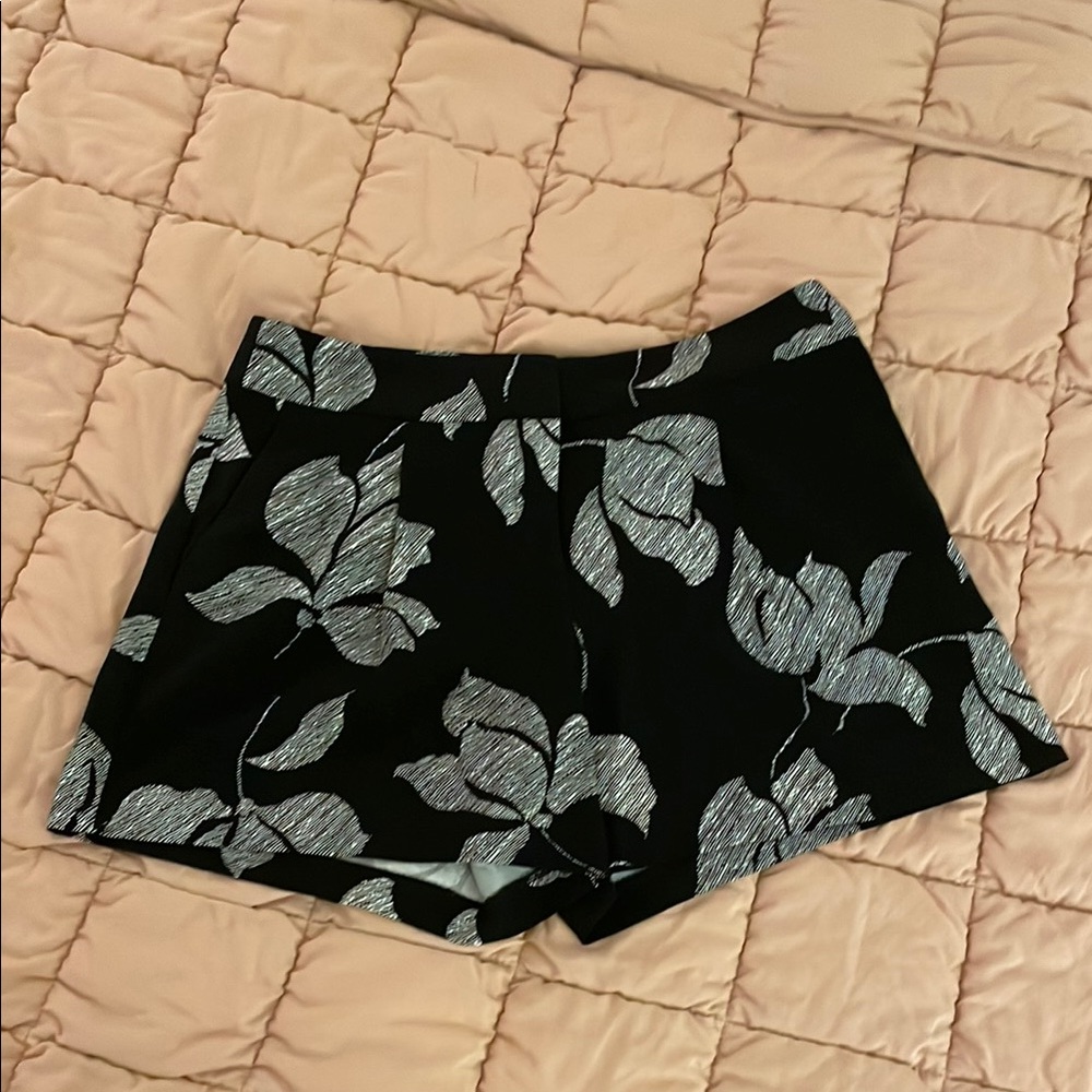 High Waist Black and Silver Shorts
